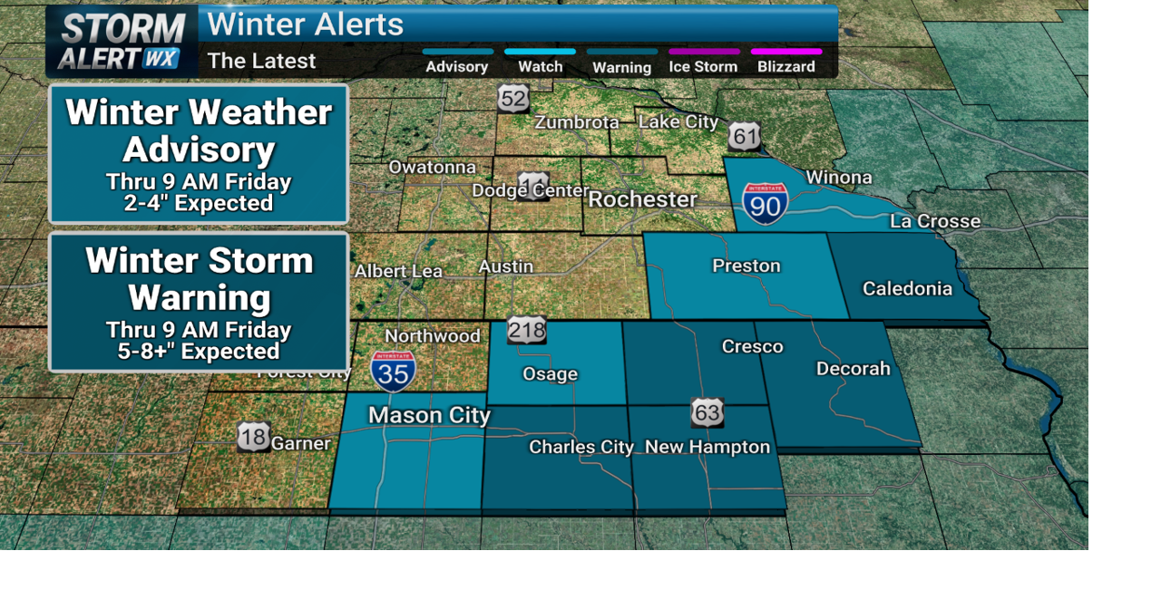 Winter Storm Warning issued as heavy snow pushes north | News | kimt.com