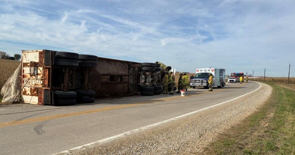 Html Interactive Road Map Semi hauling grain tips over on Fayette County highway | News | kimt.com