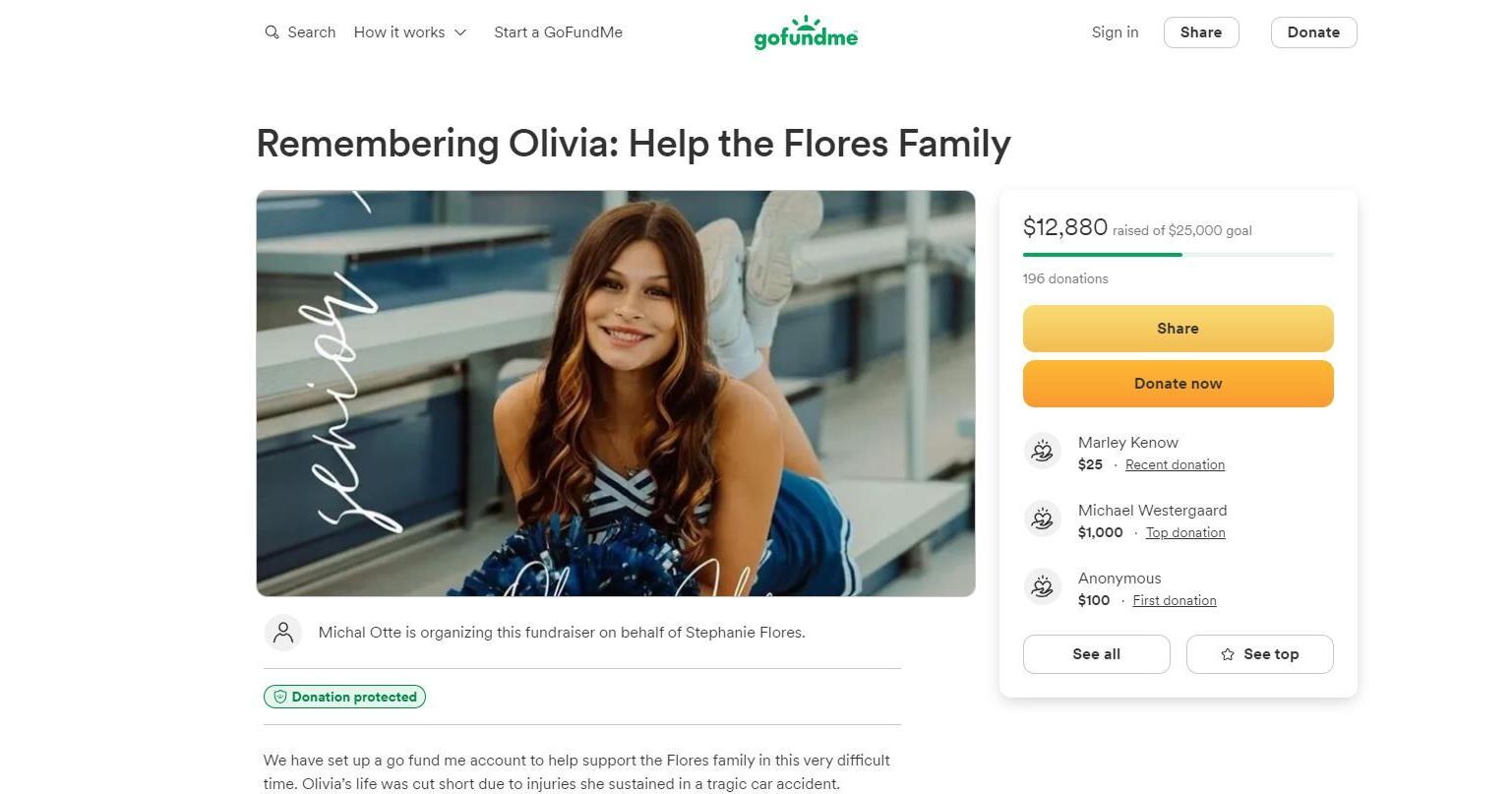 GoFundMe 'Remembering Olivia: Help the Flores Family' set up after teen's death - Vimarsana News