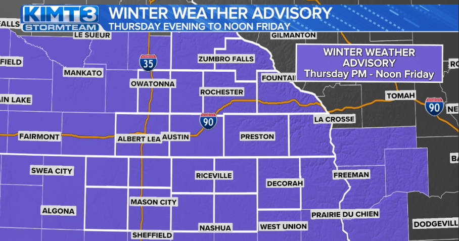 StormTeam 3: Winter Weather Advisory to go into effect Thursday evening ...