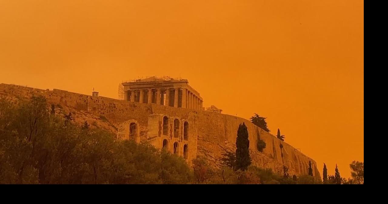 Skies over southern Greece turn orange