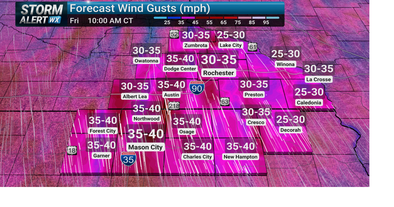 Tracking strong north winds, morning convective rain showers Friday ...