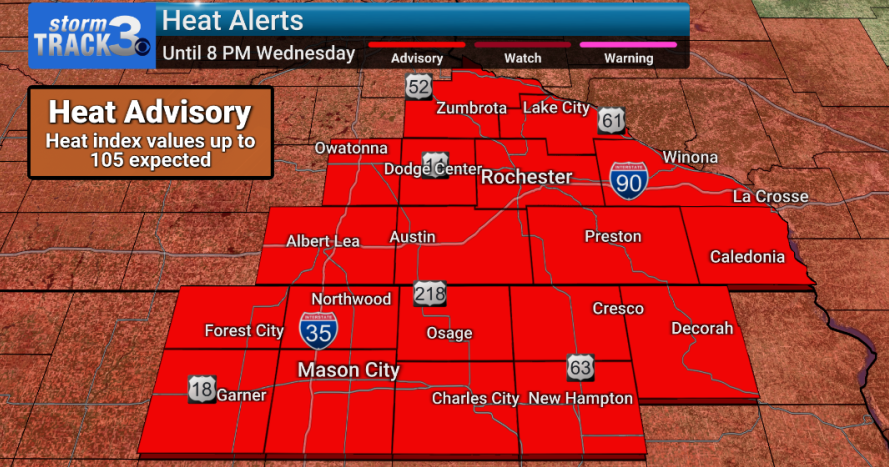 Heat Advisories issued for Wednesday as temps jump to dangerous levels ...