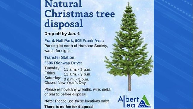 Free Christmas tress disposal in Albert Lea Freeborn Mower