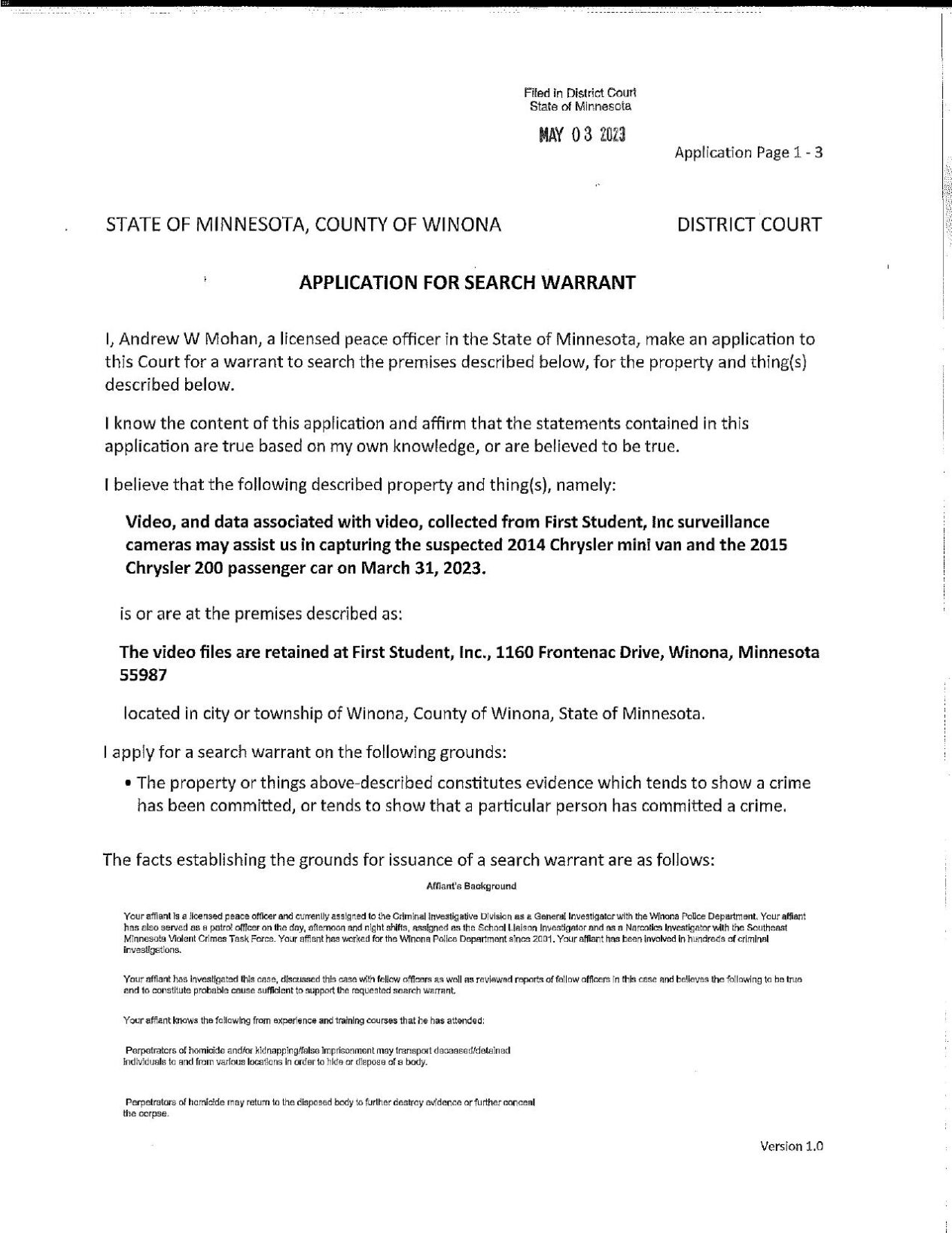 Read: Search Warrants Unsealed In Adam Fravel Murder Case | Minnesota ...