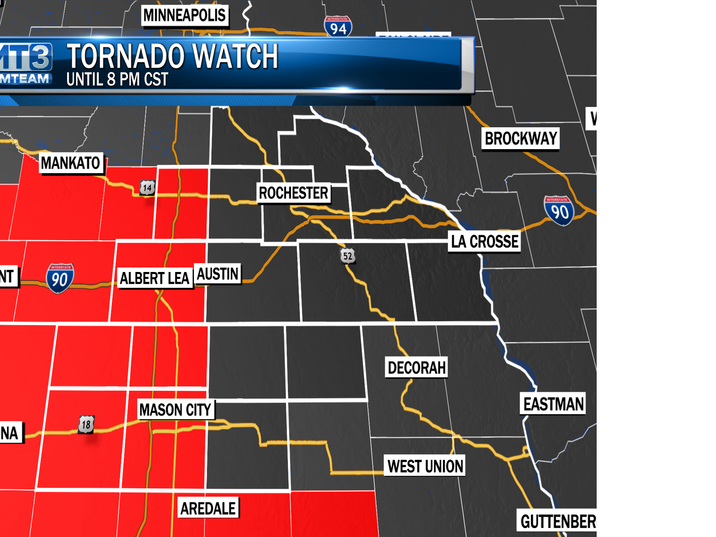 StormTeam3: Tornado Warning in effect in north Iowa; Watch in ...