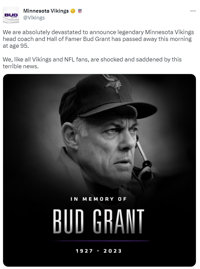 Bud Grant, legendary Vikings coach and Minnesota sports icon, dies at age 95