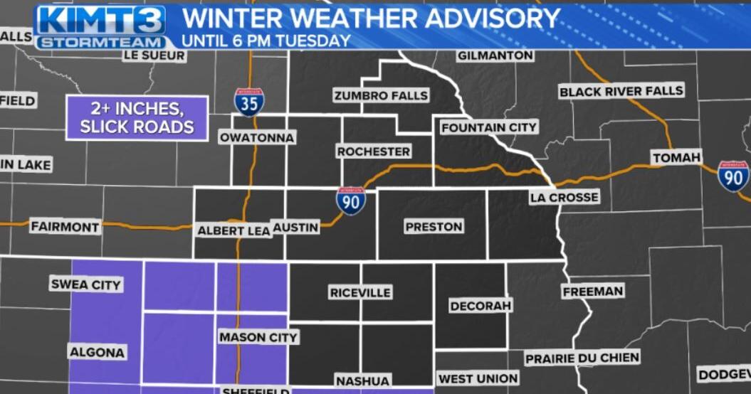 Winter Weather Advisory in effect in northern Iowa | Weather | kimt.com
