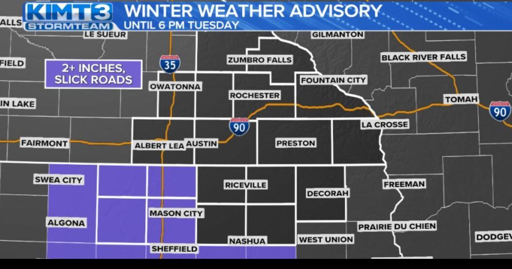 Winter Weather Advisory in effect in northern Iowa Weather