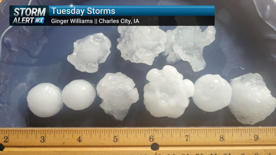 Dangerously large hail falls as severe storms develop for second ...