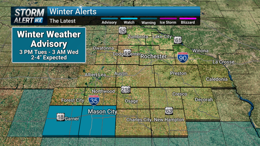 Storm Alert Wx 3: Two shots of snow Tuesday and Wednesday | News | kimt.com