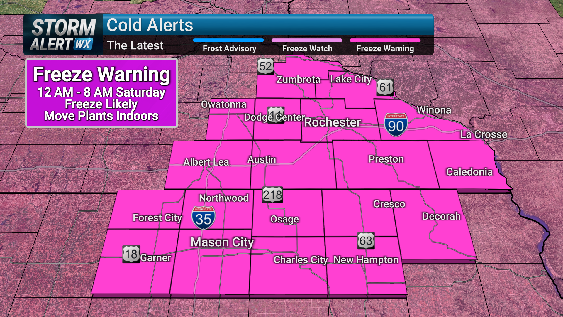 Freeze Warning issued for widespread freeze Friday night | News | kimt.com