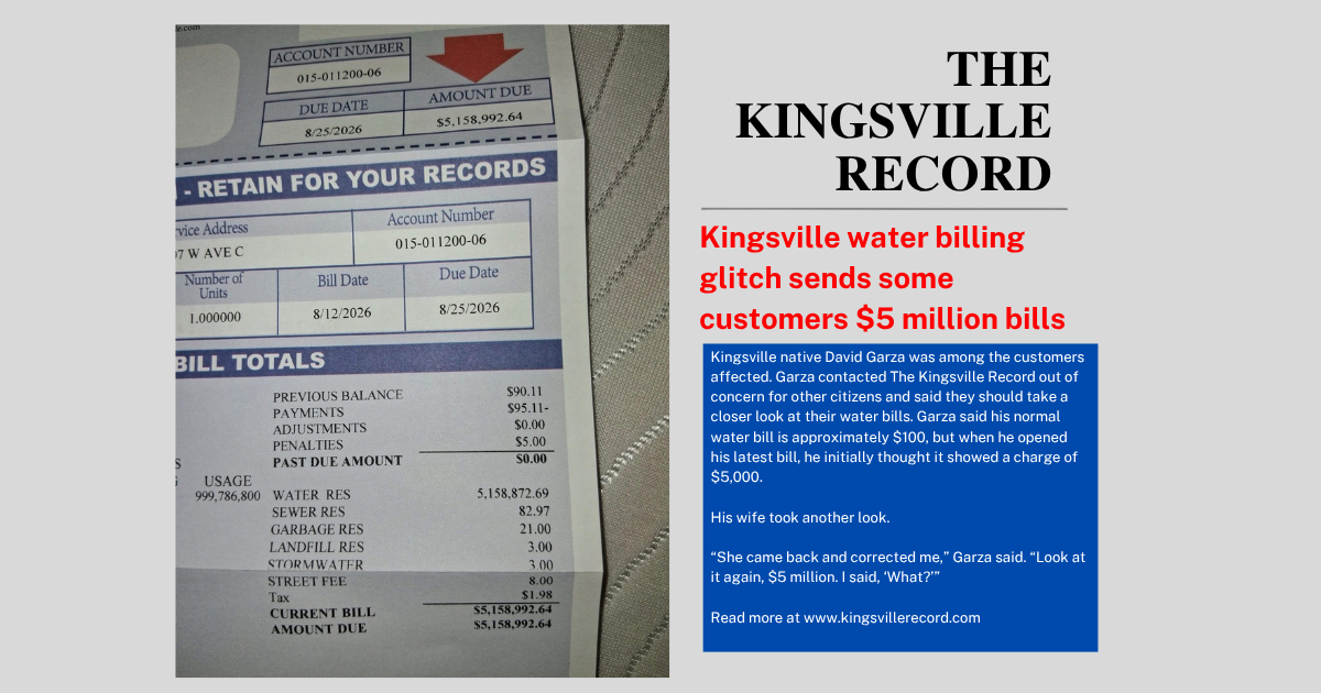 Kingsville water billing glitch sends some customers $5 million bills