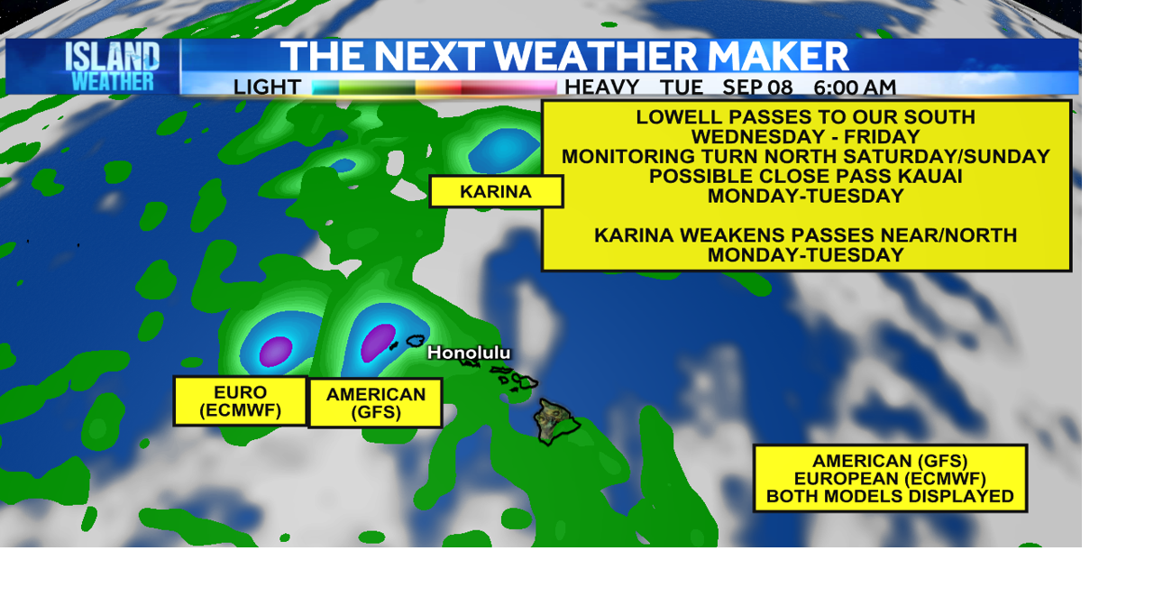 Wednesday Evening Forecast - Powerful Hurricane Lowell is expected to turn north/northeast this weekend