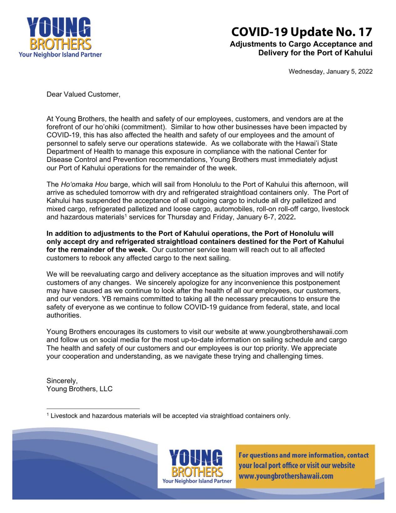 Potential COVID exposure causes Young Brothers to limit operations at