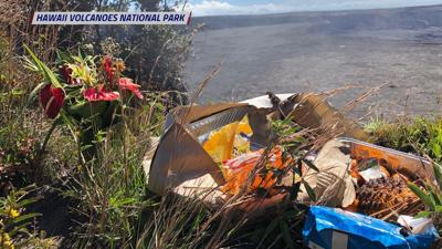 Rangers concerned with non-traditional offerings for Pele at Kilauea