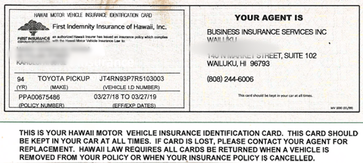 car insurance card