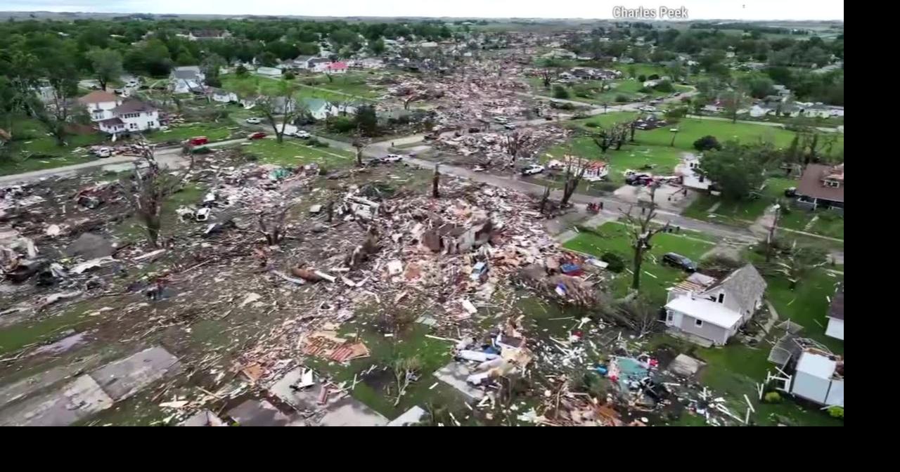 Drone footage shows tornado's devastating damage path through Iowa town ...