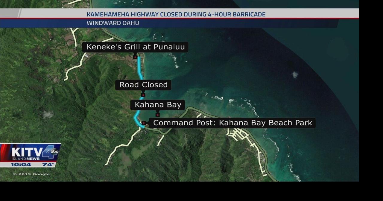 Barricade situation shuts down Kamehameha Highway near Kahana Bay ...