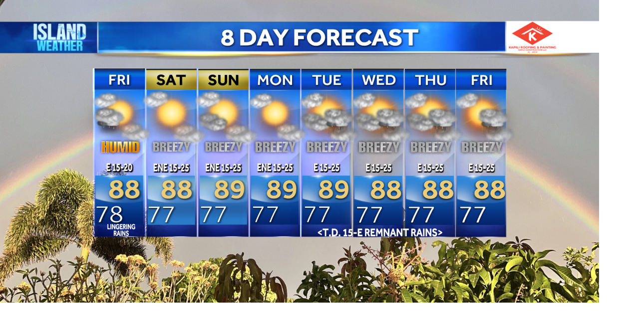 Thursday Evening Forecast - Lingering rain on Friday morning as Norbert's remnants exit the islands