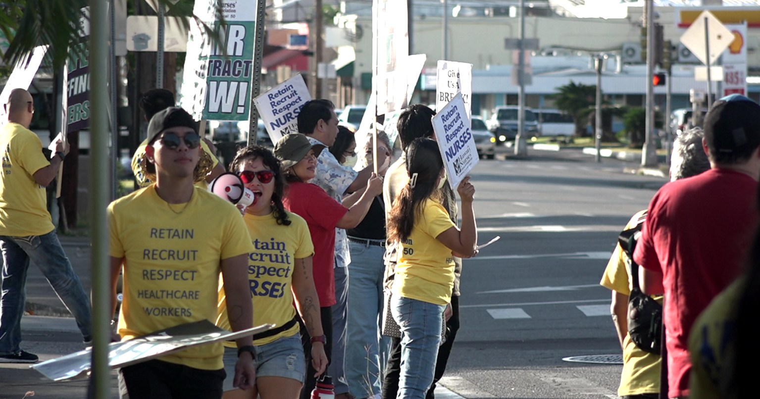 Nurses and CNAs picket outside Oahu Care Facility for a fair contract - Vimarsana News
