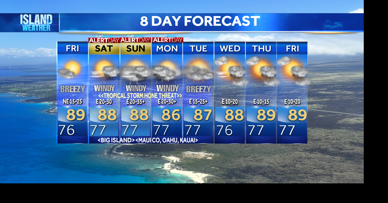 Thursday evening forecast - Breezy trades and showers as Hone nears the ...