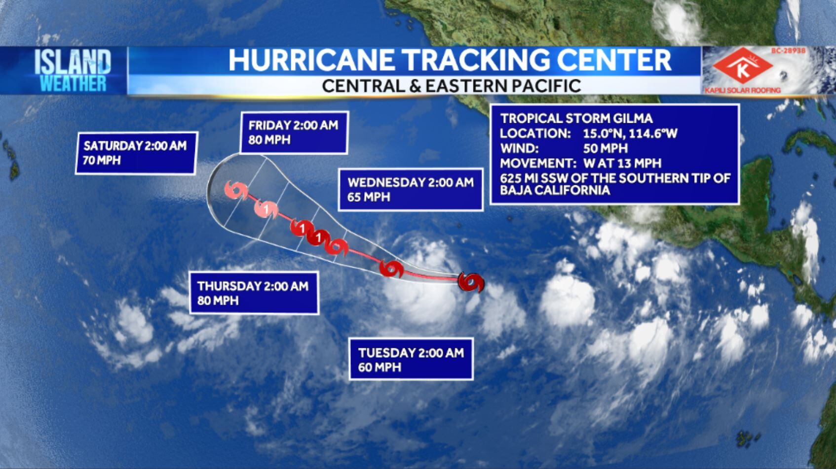 TRACKING GILMA | Tropical Storm Gilma Strengthens In The Eastern ...