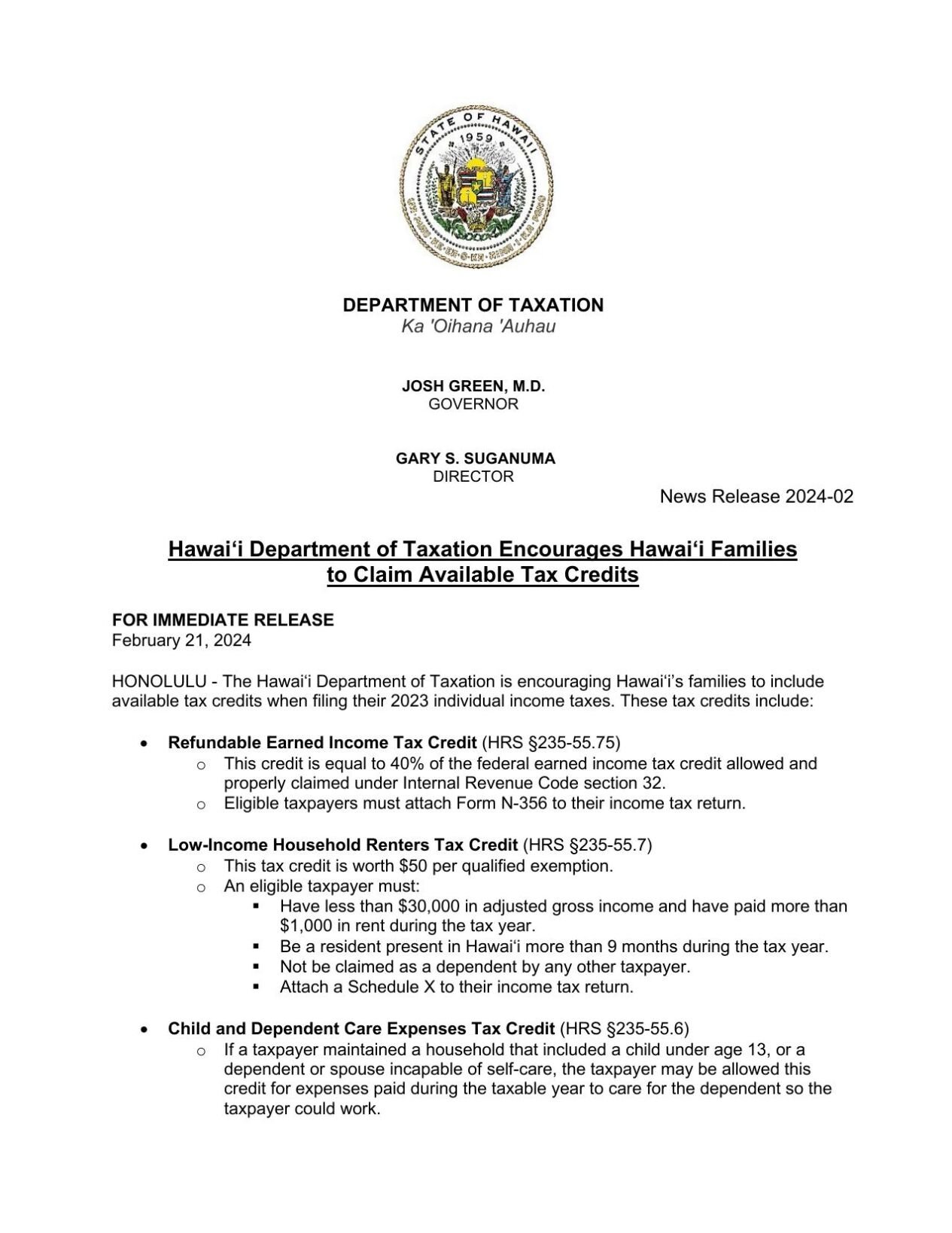Hawaii taxpayers urged to take advantage of available tax credits Local