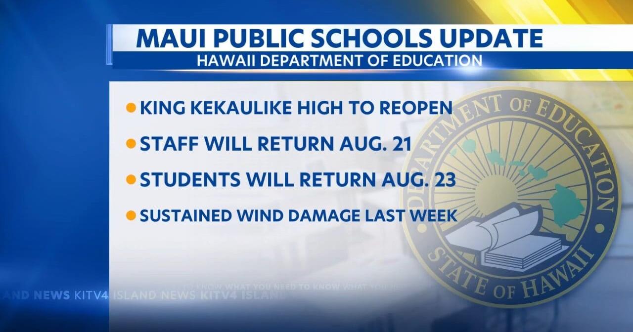 Maui public school updates on re-openings and continued closures - Vimarsana News