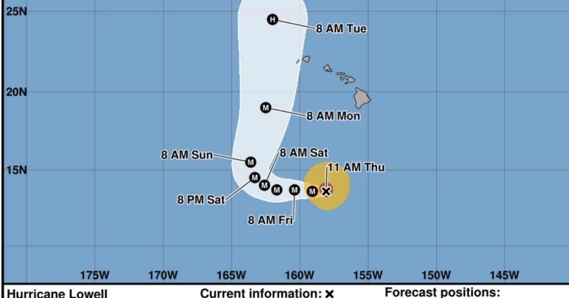 TRACKING LOWELL | Hurricane Lowell forecast to pass near or just west of Kauai early next week