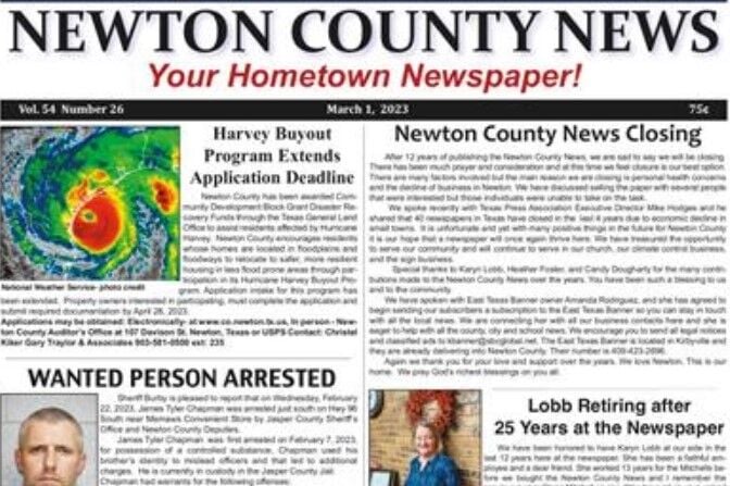 Bad news for the Newton County News | Local News | kjas.com