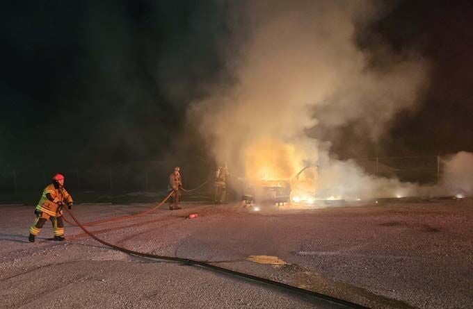 Early morning fire destroys vehicle at local concrete business | Local ...