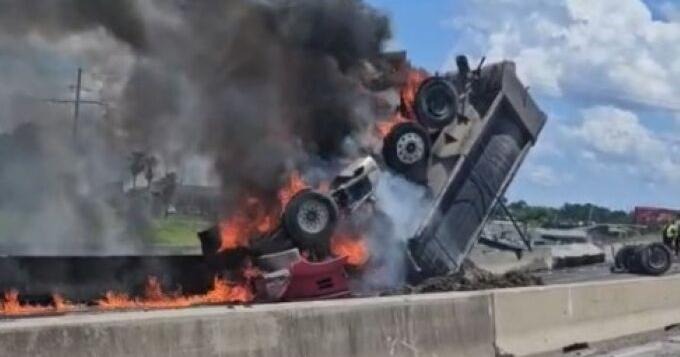 Dump truck driver killed in a fiery rollover crash in Beaumont | Local ...