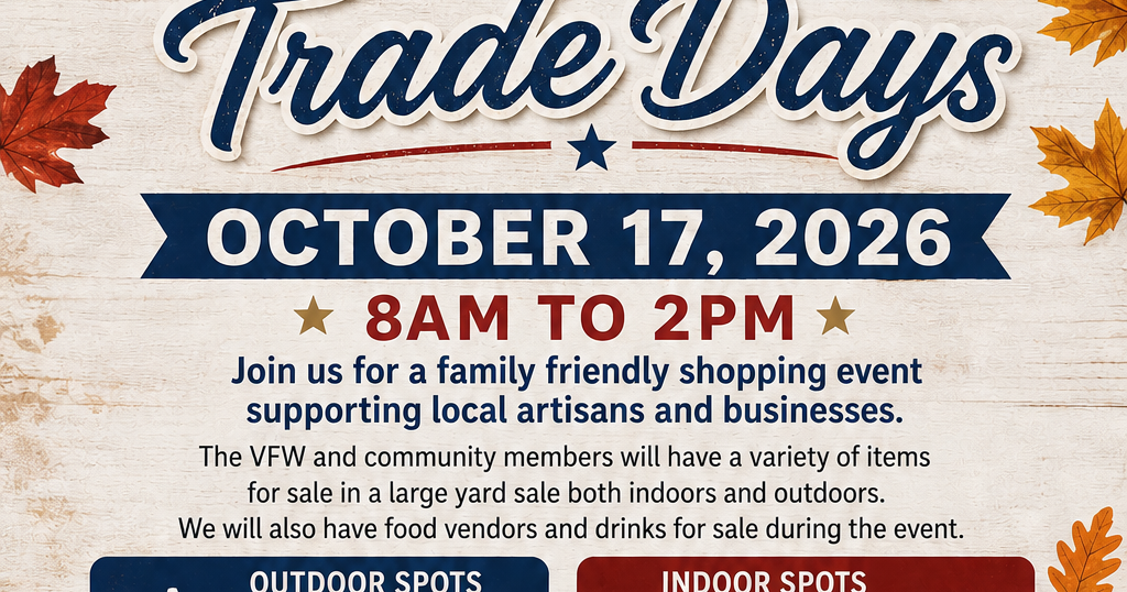 VFW Post 6380 Announces Fourth Annual Fall Trade Days