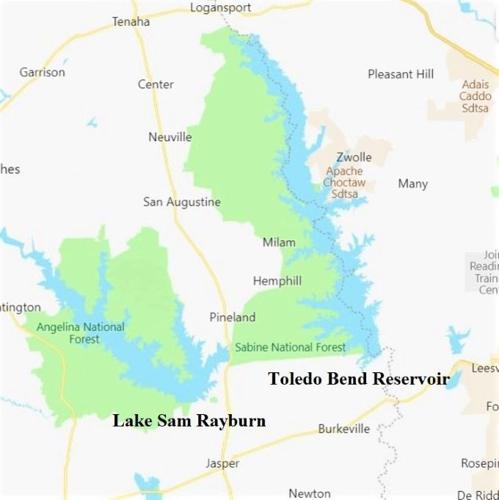 Sam Rayburn Reservoir Fishing Map