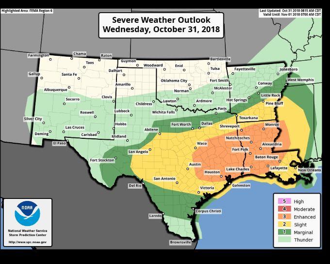 Storm Prediction Center says SETX in enhanced risk area for severe