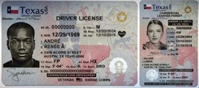 back of texas drivers license template free