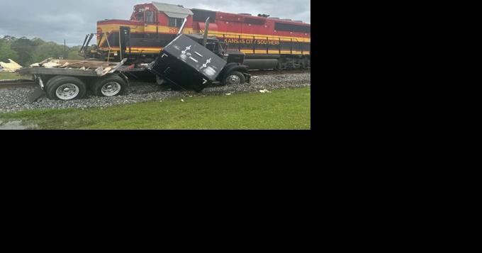Train hit a big-rig which was stuck on railroad tracks south of Leesville - Vimarsana News