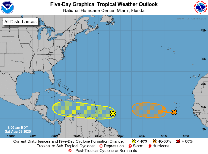 Sat, Aug 29th, 2020 update on two tropical waves over the Atlantic Ocean | Local News | kjas.com