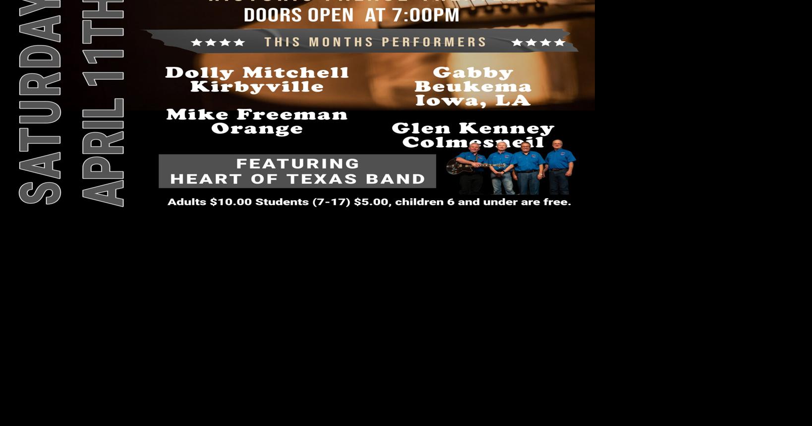 Kirbyville Country Music Show Set for April 11 at Historic Palace Theater