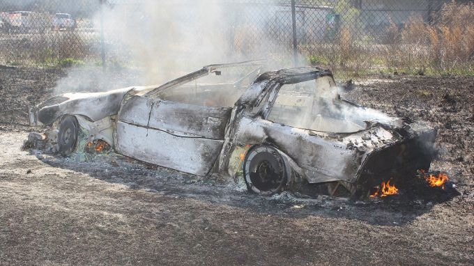 Fire burns approximately 2 acres, destroys a Corvette and damages other ...