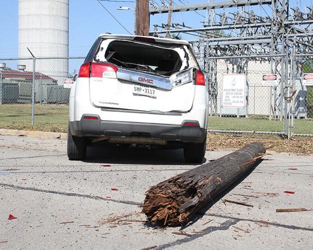 Vehicle leaves road and breaks electric pole knocking out power | Local ...