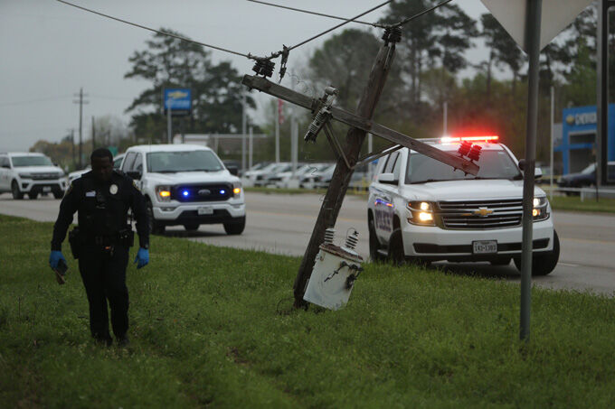 Vehicle leaves road and clips utility pole knocking out power | Local ...