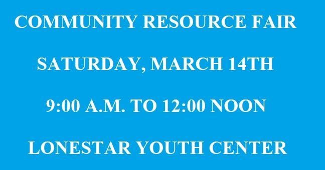 Community Resource Fair will be Sat, Mar 14th