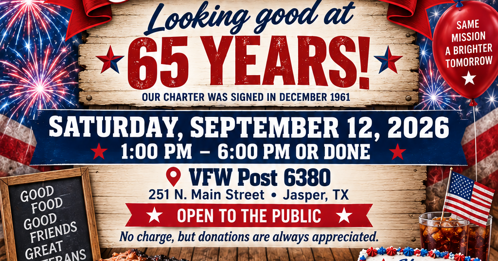 VFW Post 6380 to Celebrate 65 Years of Service