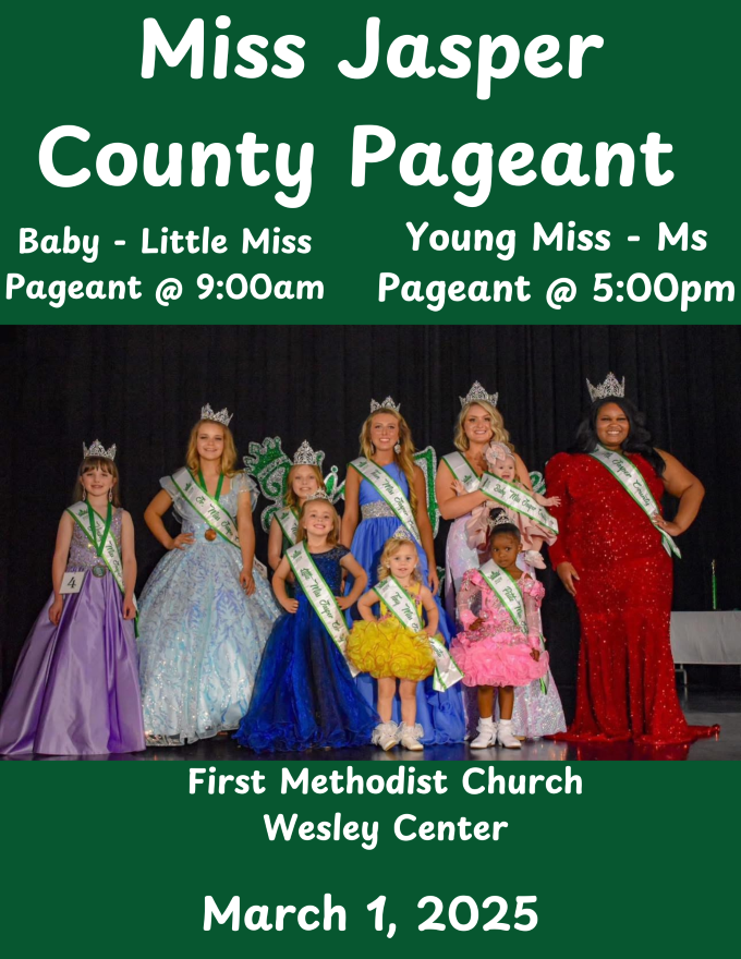 Miss Jasper County Pageant will be Sat, Mar 1st Civic Events