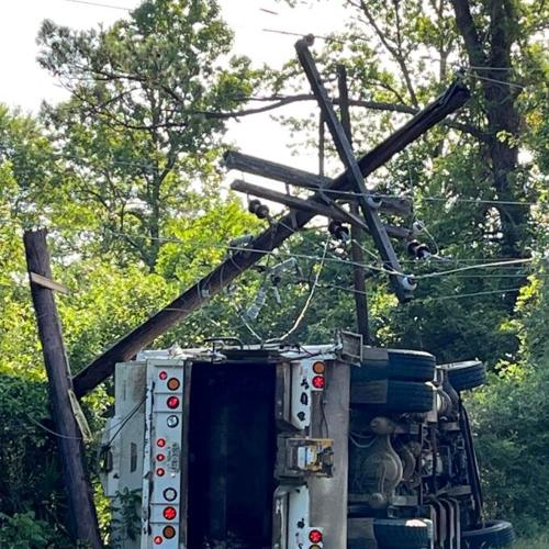 Trash truck takes out power pole and knocks out electricity | Local ...