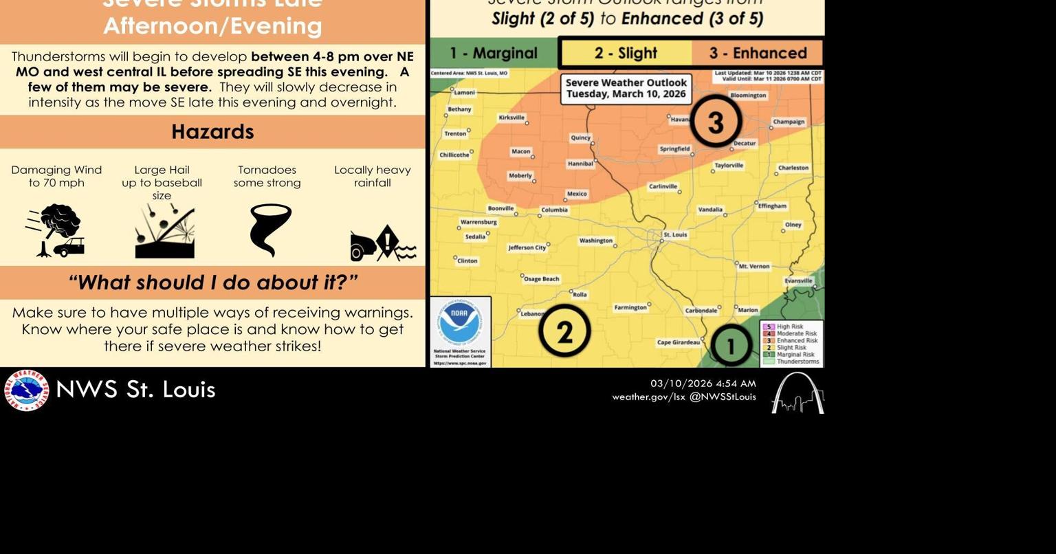 Severe storms capable of producing baseball sized hail and tornadoes ...