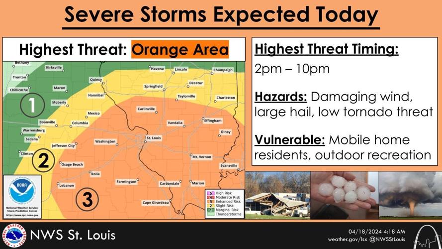 Severe thunderstorms with damaging winds, hail, tornadoes, possible ...