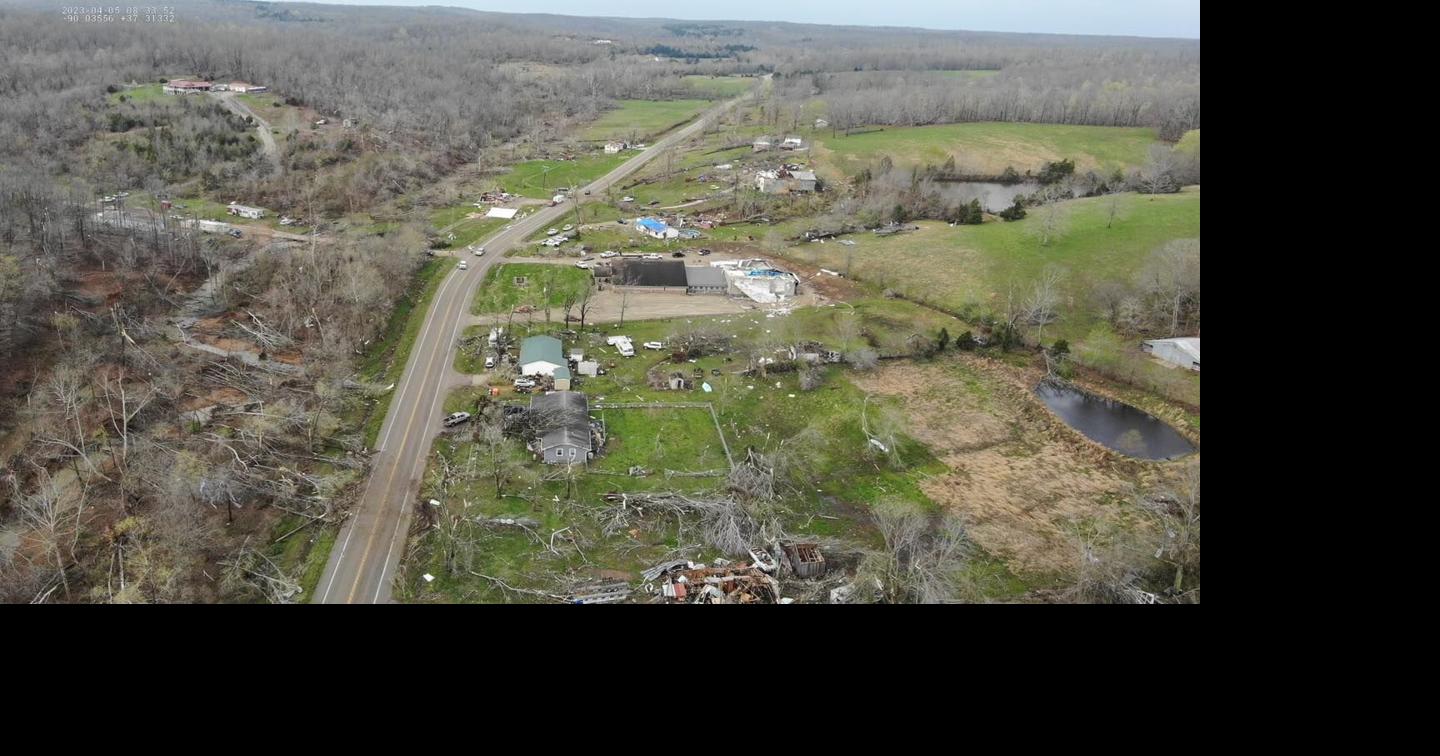 Governor Mike Parson surveys damage done by deadly tornado in Bollinger